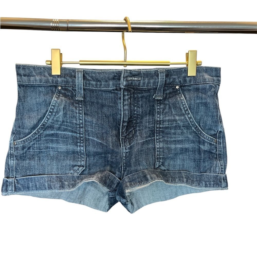 Womens Level 99 Denim Shorts | Blue | Size 30 | Cuffed | Missing Front Button